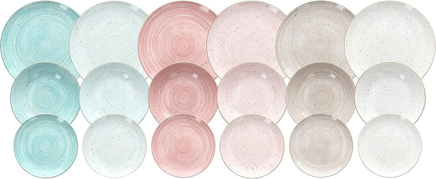 Juego de vajilla Pepper Bamboo para 6 personas, 18 piezas, porcelana, multicolor