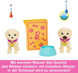 Adopción Barbie Puppy - Muñeca y 2 cachorros, con certificados de adopción, efecto de cambio de color, jaula y accesorios, para niños a partir de 3 años, HKD 86