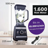 Bosch Batidora de pie Vitaboost MMBH6P6BDE, 6-Klingen-Edelstahlmesser, 2.5L Tritan-Mixbehälter, Stopfer, 6 Automatikprogramme, Rezeptbuch, Bpa-Frei, Einfache Reinigung, 45.000 U/Min, 1600 W, Schwarz Bucatarie Naty Shop