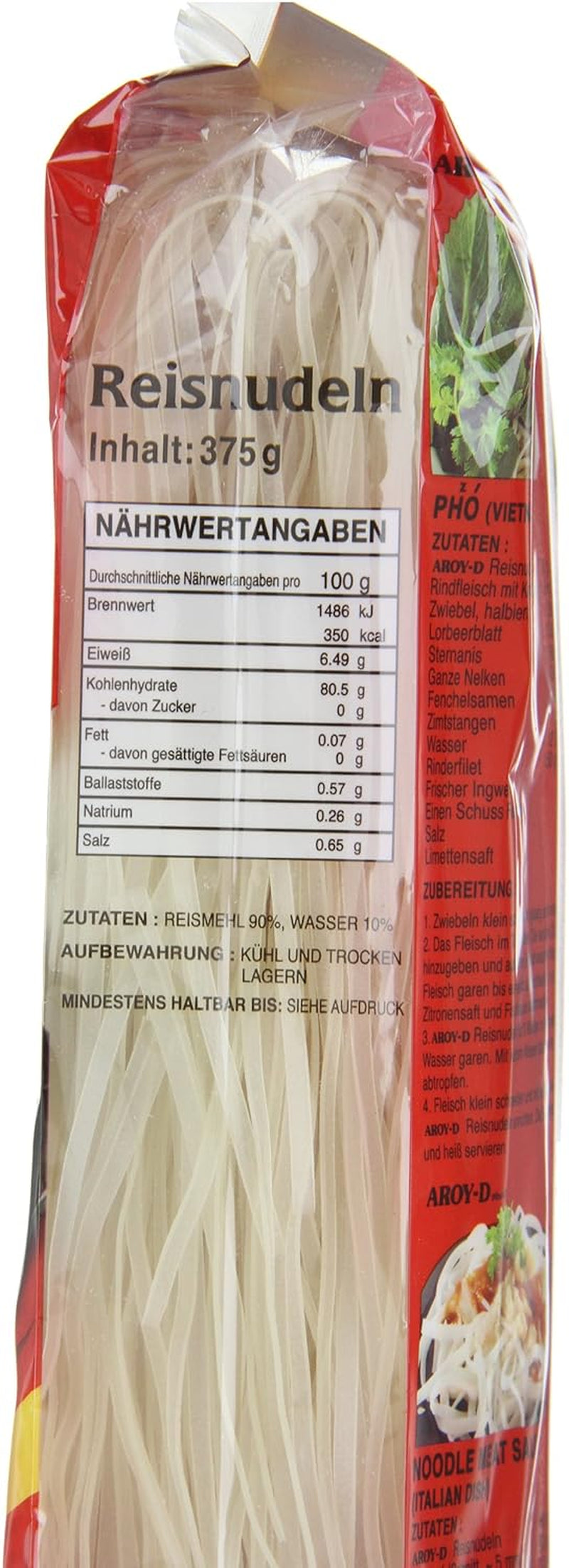 Fideos de arroz Aroy-D sin gluten paquetes de 3 mm (1 paquete x 375 g)