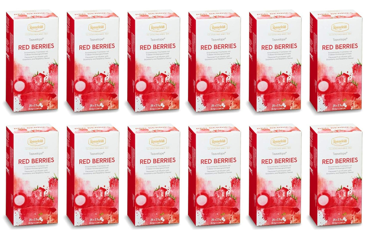 Teavelope "Red Berries" - té de frutas con sabor a fresa y frambuesa, 25 bolsitas de té, 62,5 g
