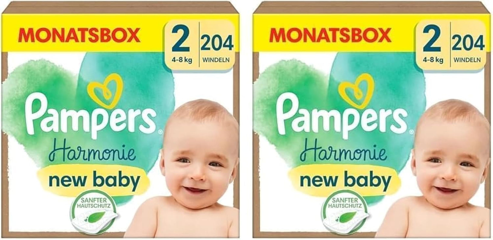 Pañales Pampers Harmony talla 1, 180 pañales, 2kg-5kg, protección suave para la piel con protección 100% Pampers