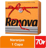 Servilletas de papel Renova, etiqueta roja naranja - 70 servilletas