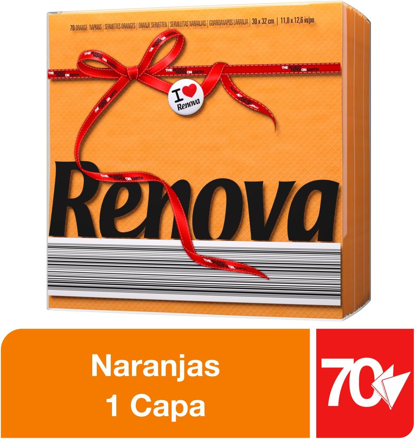 Servilletas de papel Renova, etiqueta roja naranja - 70 servilletas