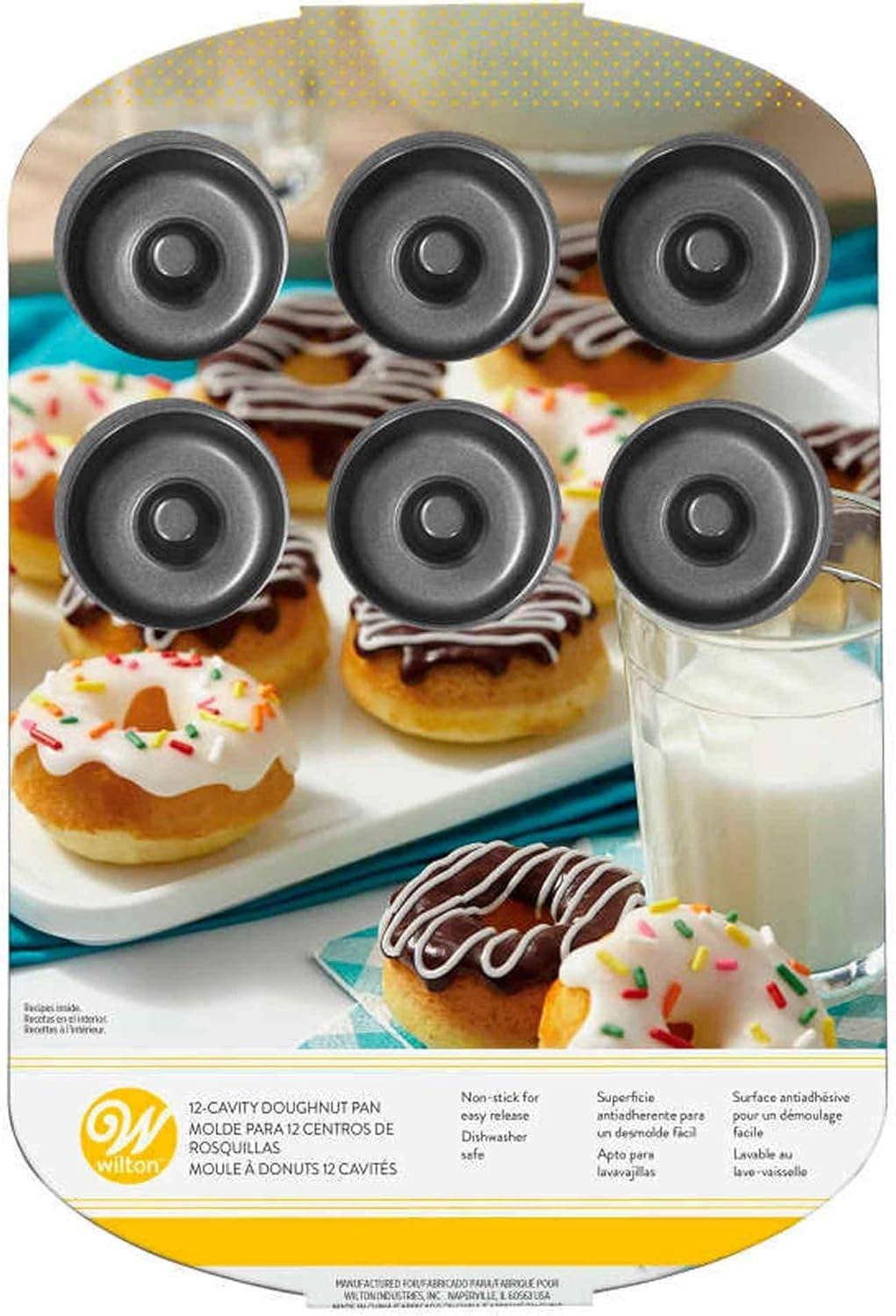 Wilton Donut-Backform Mit 12 Mulden Donutform, Hochwertige Donut Backform Mit Antihaftbeschichtung Für 12 Mini-Donuts, Spülmaschinenfest Moldes y bandejas para hornear Naty Shop