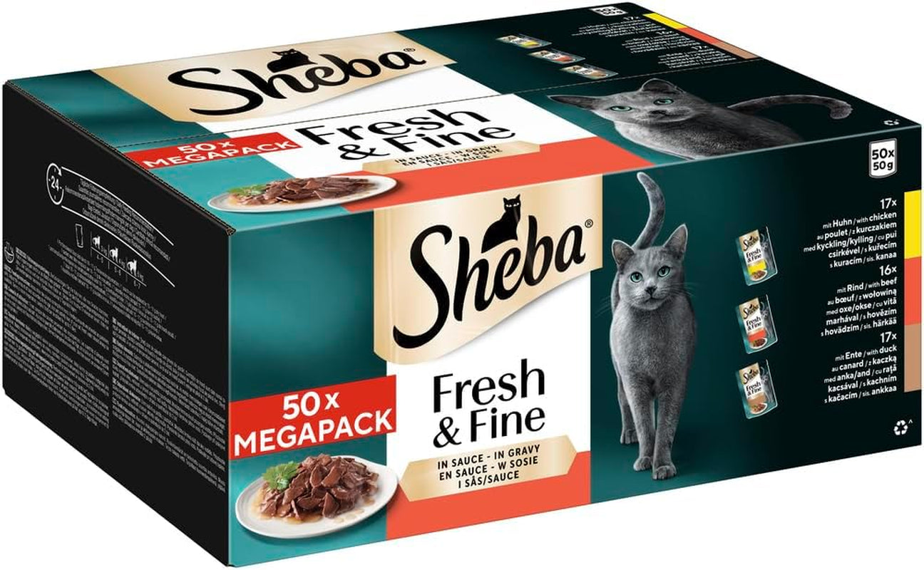 Sheba CATCARE Bolsa húmeda fresca y fina (carne) Trozos en salsa Adulto 50G Multipack Estándar