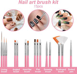 Juego de pegatinas y accesorios para uñas, 5 pegatinas para uñas, cepillo, piedras, cinta decorativa, lámina dorada, perfecto para manicura y uñas de gel, juego de 50 piezas