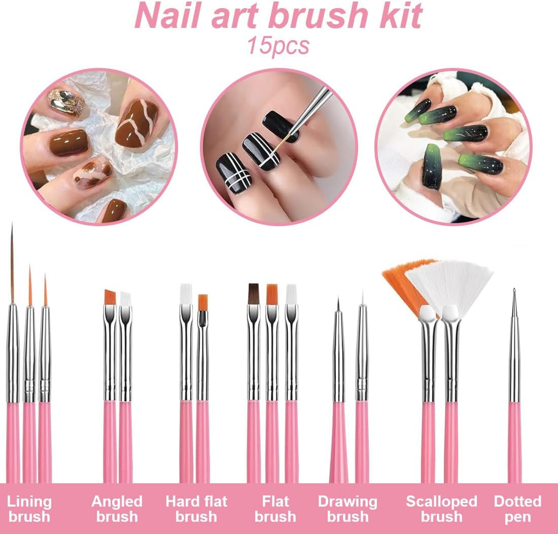Juego de pegatinas y accesorios para uñas, 5 pegatinas para uñas, cepillo, piedras, cinta decorativa, lámina dorada, perfecto para manicura y uñas de gel, juego de 50 piezas