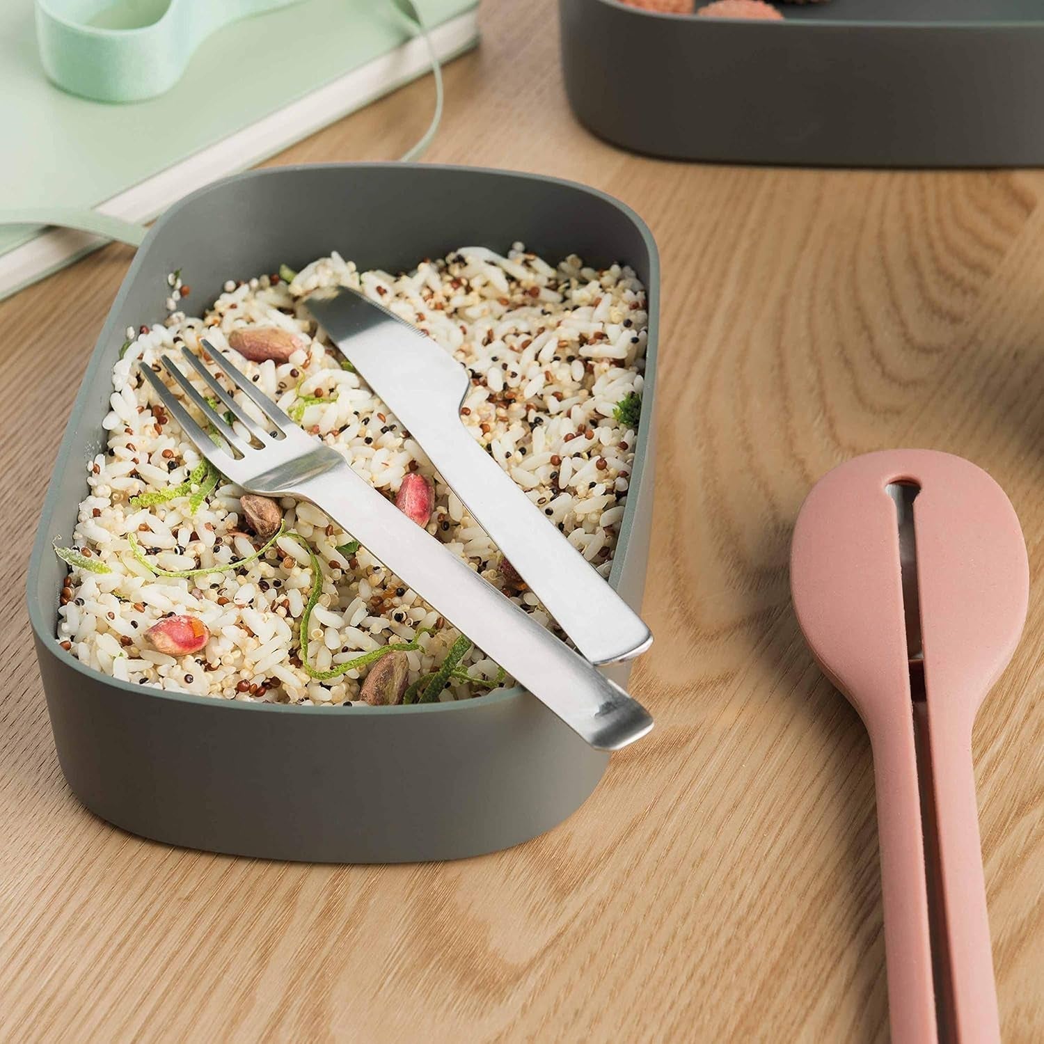 BergHoff caja bento doble - Leo (juego de fiambrera 19x12,5x9 cm, dos cajas, apto para microondas, cierre hermético, apto para lavavajillas, ideal para snacks / snacks / ensalada) 3950126 Cajas para guardar alimentos Naty Shop