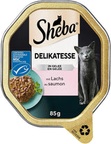 Sheba Comida húmeda para gatos, delicatessen en gelatina de salmón, 2 x 11 x 85 g