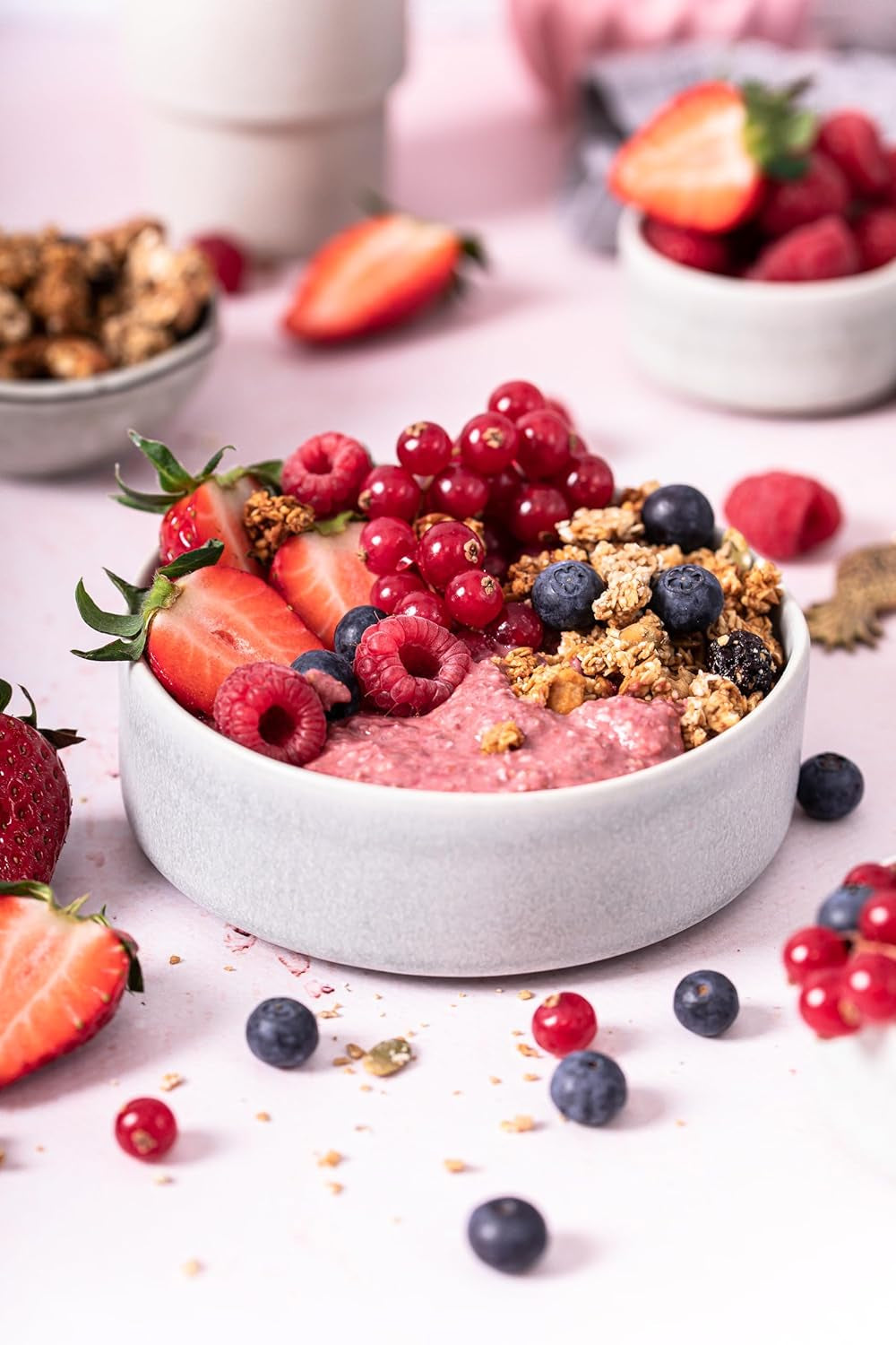 RUF Smoothie Bowl Berry Bunch Avena Desayuno Snack con Bayas y Semillas de Chía, Rápido y Fácil de Preparar, Vegano, 1 Bolsa x 50g (Paquete de 3)