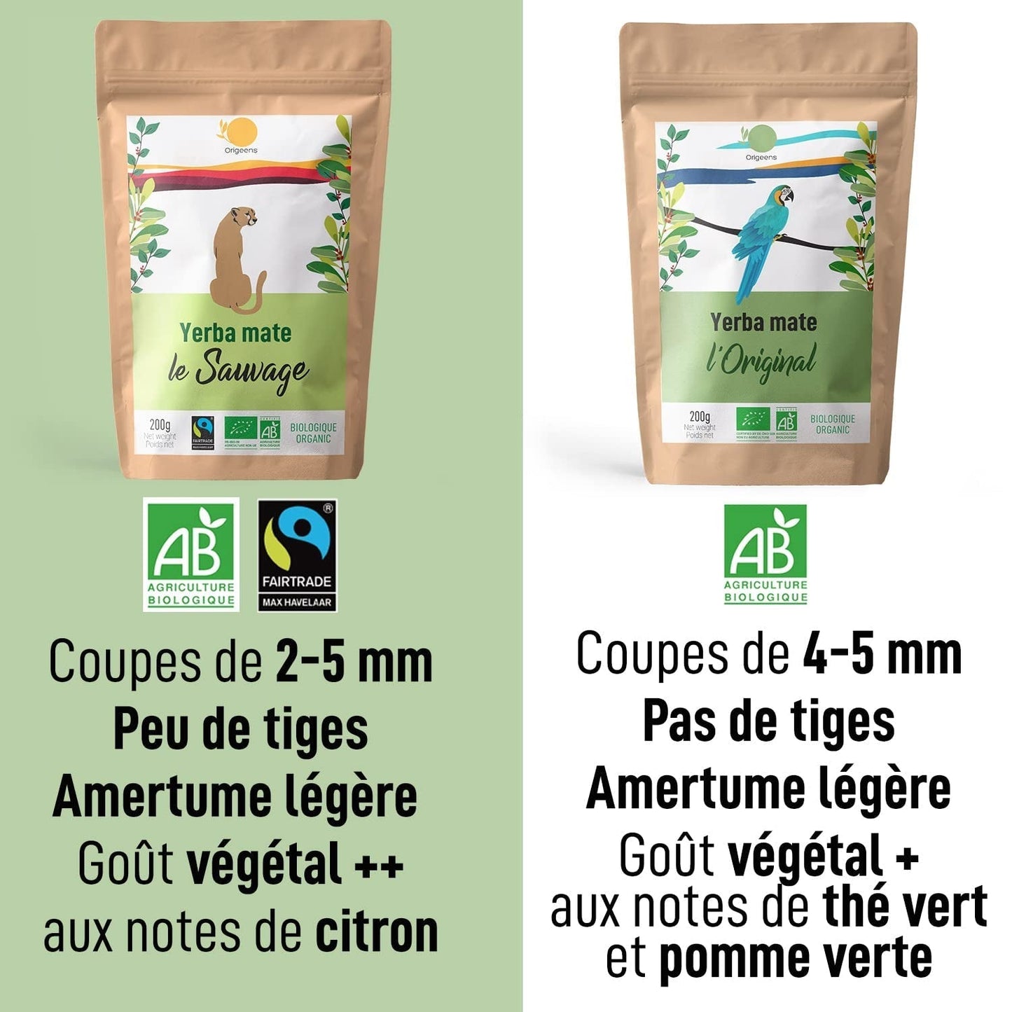 ORIGEENS TÉ YERBA MATE BIO 200G - La Original I Yerba Mate Bio sin tostar, hojas, sin tallos, polvo ni migas I Bebida energizante y desintoxicante