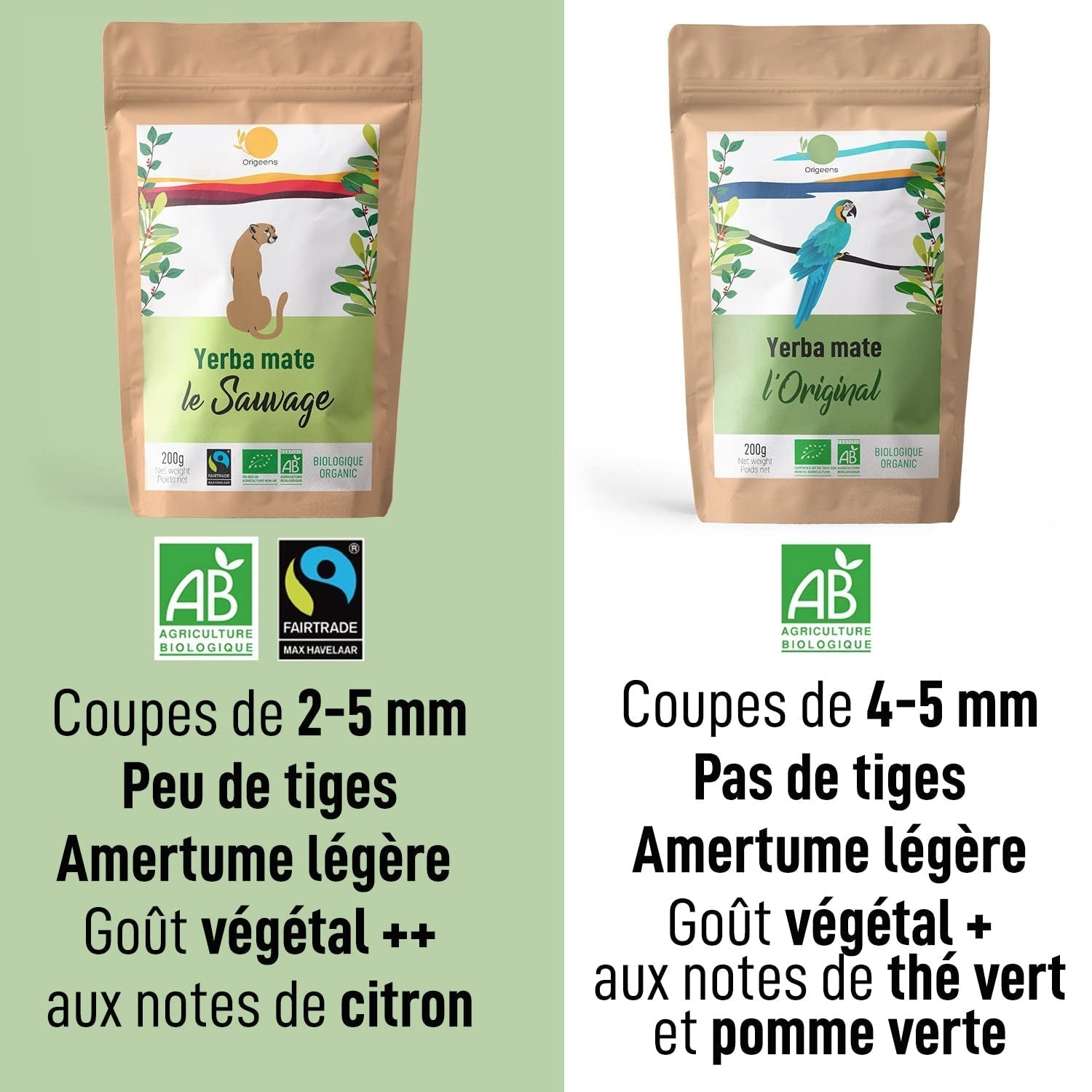 ORIGEENS TÉ YERBA MATE BIO 200G - La Original I Yerba Mate Bio sin tostar, hojas, sin tallos, polvo ni migas I Bebida energizante y desintoxicante