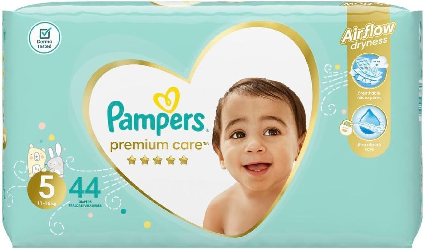 Pañales Pampers Premium Care, talla 5, 11-18 kg, 1 paquete (1 x 44 piezas)
