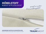 Traumnacht Cosy Back cojín de lectura, 70 x 40 cm beige, funda desenfundable y lavable de 100% poliéster, práctico bolsillo lateral, certificado Öko-Tex, fabricado según los estándares de calidad alemanes