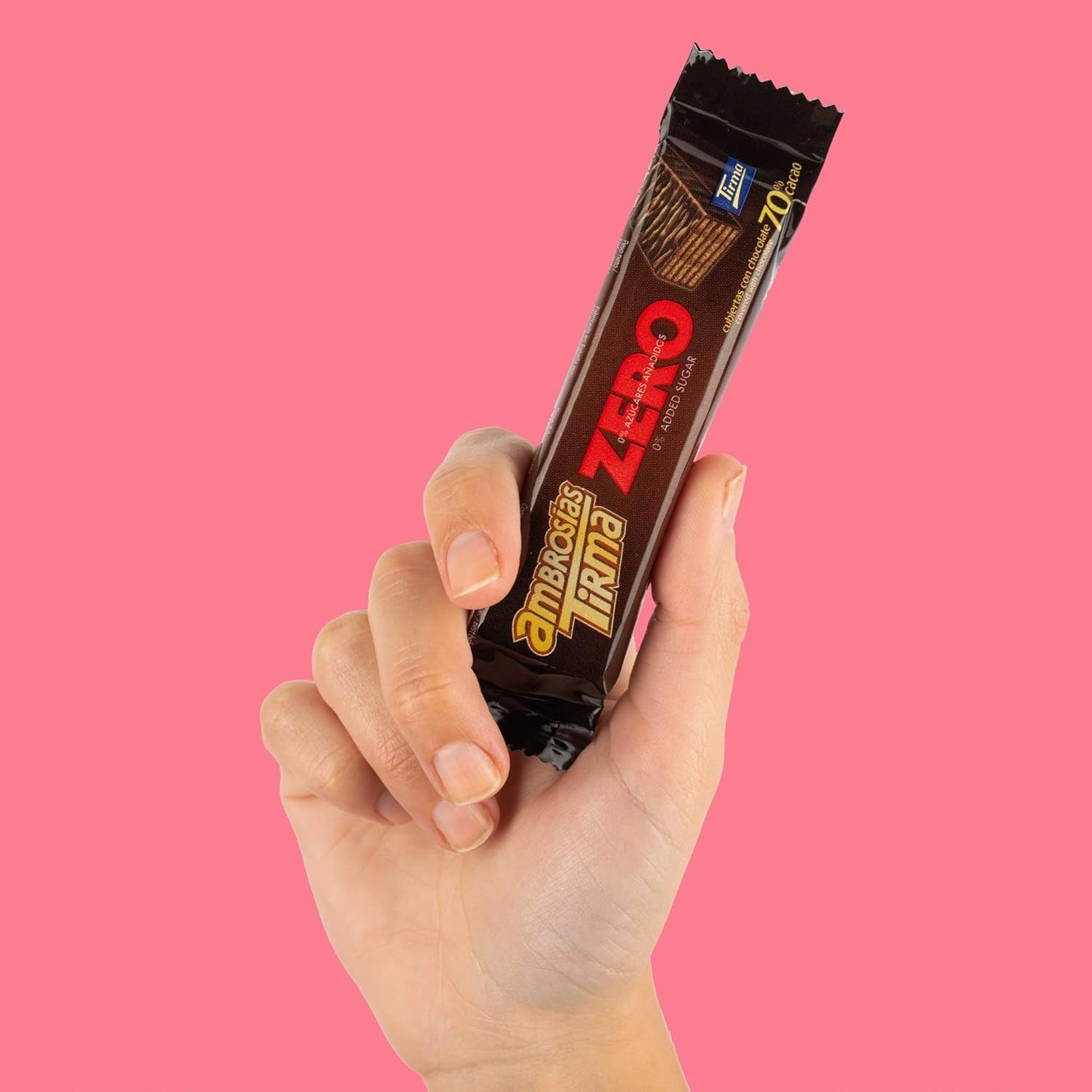 Gofres con chocolate negro Tirma 70% cacao | Sin azúcar añadido | Apto para dietas cetogénicas | Bajo en carbohidratos | Para diabéticos Paquete múltiple de obleas de chocolate | 3 piezas | 64,5 gramos