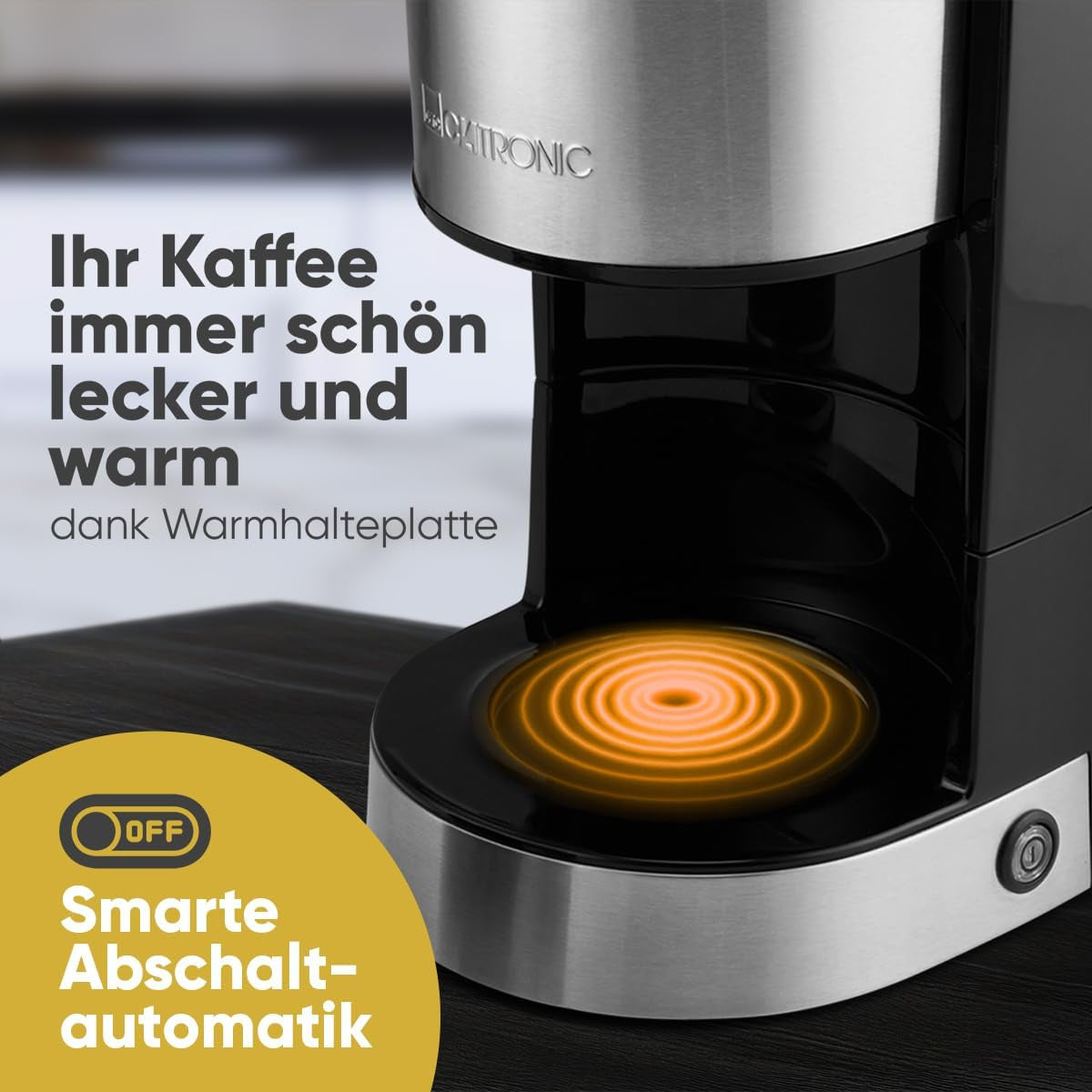 Cafetera espresso con filtro Clatronic® | para 12-14 tazas | Cafetera espresso con filtro | Caja de acero inoxidable | Antigoteo | Café expreso | Cafetera espresso con filtro | 800W | KA 3808