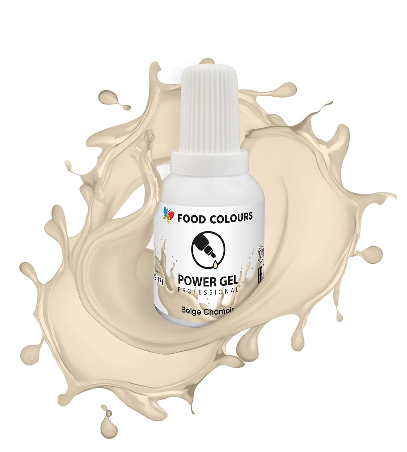 Colorante alimentario en gel, beige, color champán, 20 g. Colorante alimentario para una amplia gama de aplicaciones para decoración de tartas, tartas, natas, bizcochos, glaseado real, macarons.