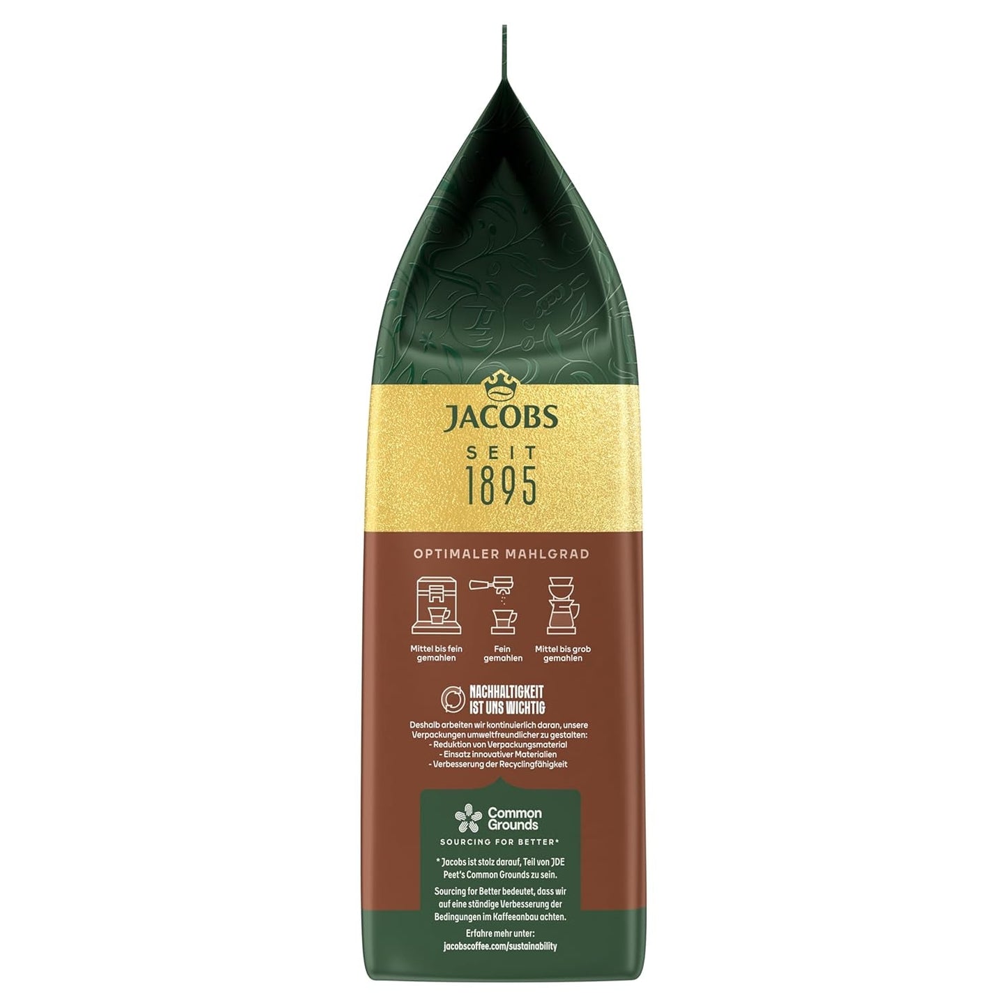 Jacobs Kaffeebohnen Café Crema Intense, intensivo con Kakao- & Nussnote, geröstet en Bremen, Intensität 7/10, Kaffee ganze Bohnen, 1 kg