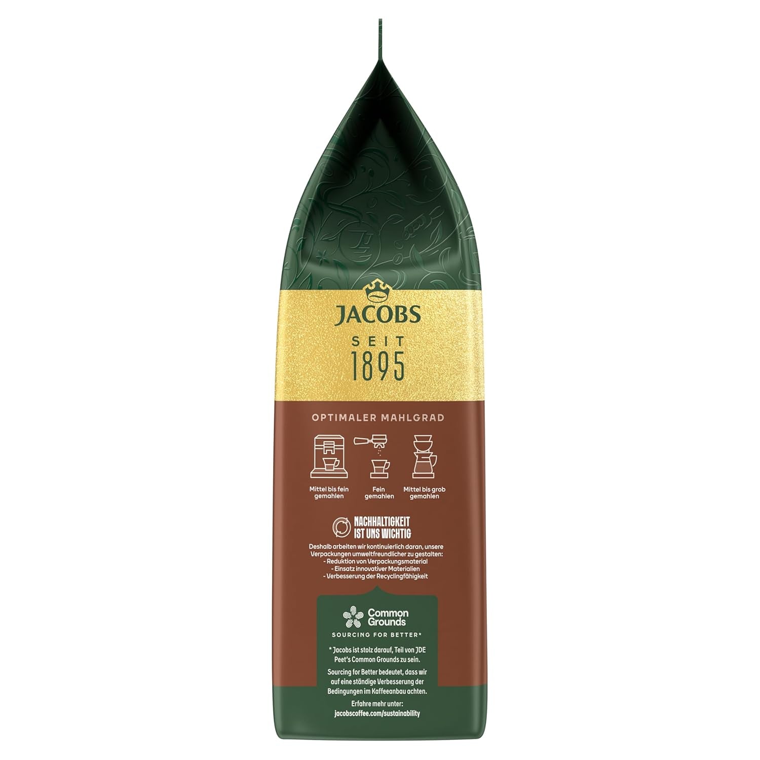 Jacobs Kaffeebohnen Café Crema Intense, intensivo con Kakao- & Nussnote, geröstet en Bremen, Intensität 7/10, Kaffee ganze Bohnen, 1 kg