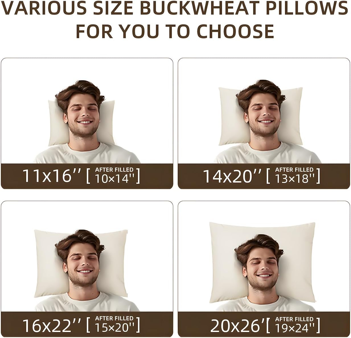 LOFE Almohada para dormir de trigo sarraceno orgánico, 14.0 x 20.0 in, ajustable, transpirable, soporte cervical para dormir fresco para personas que duermen boca arriba y de lado (cascos de trigo sarraceno tartario) Naty Shop Standard Pillows