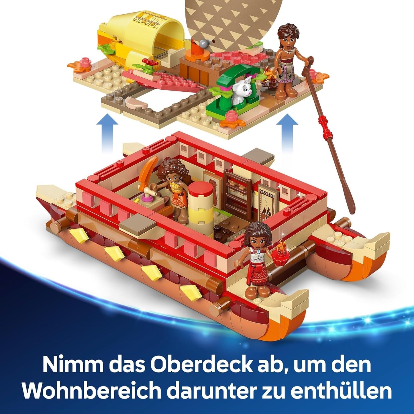 LEGO Ç€ Disney Moana 2: Balsa de aventuras de Moana - Barco de juguete con velas, cubierta extraíble, fogata y 3 minimuñecas, incluidas Loto y Moni - Regalo para niñas mayores de 6 años y fans - 43270 Juegos de construcción Beuche den LEGO-Store