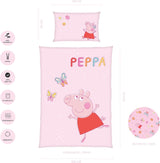 Juego de cama infantil Peppa Pig, 100 x 135 cm y 40 x 60 cm, algodón Ropa de cama - infantil Naty Shop