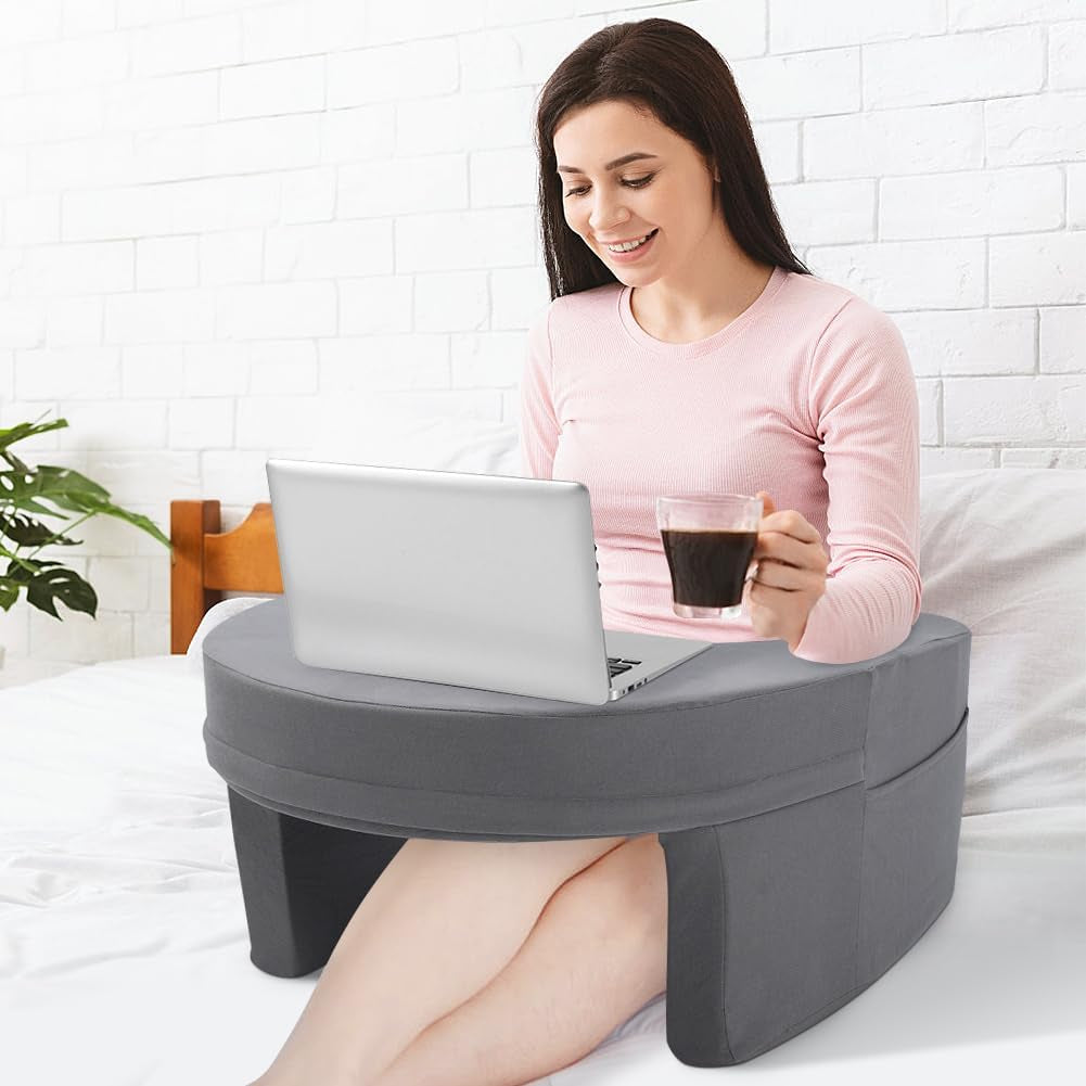 Almohada de lectura para cama y sofá, almohada para juegos, almohada para computadora portátil, almohada para juegos con brazos y bolsillo lateral, para adultos jugando, leyendo, viendo televisión, jugando en el sofá