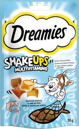 DREAMIES SHAKE UPS Golosinas multivitamínicas para gatos Seafood Festival en sobres en porciones - 55 g (6 sobres)