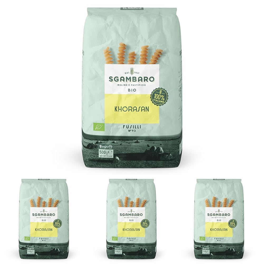 Pasta Fusilli Bio nº 93 - 500g de trigo Khorasan - Trigo antiguo, rico en proteínas, 100% cultivado en Italia - Versátil en la cocina y rico en nutrientes
