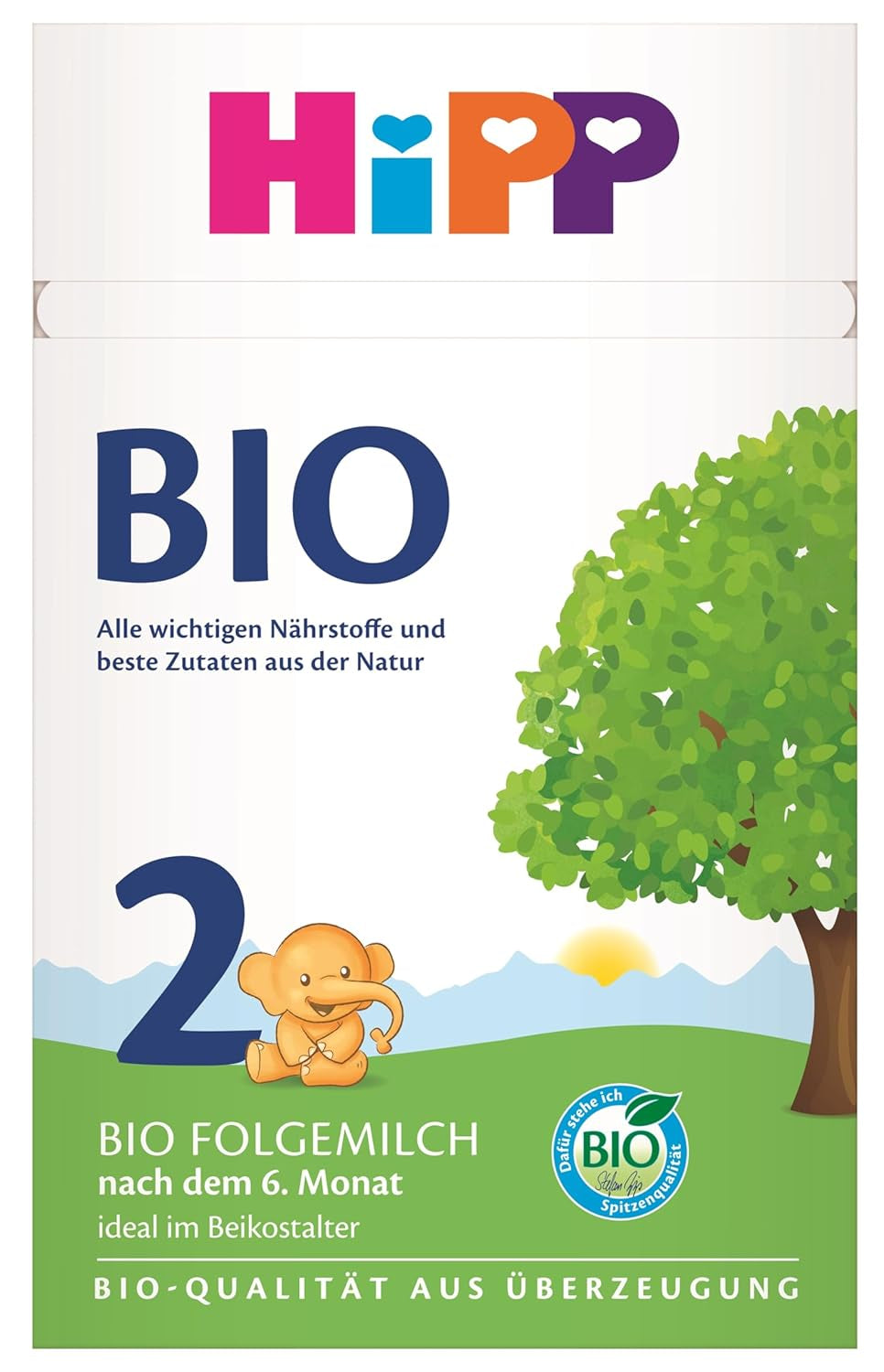 HiPP 2 Leche de continuación ecológica (4 x 600g), después de los 6 meses, con Omega-3 (DHA, ALA), calcio y almidón ecológico de fácil preparación, de la mejor calidad ecológica