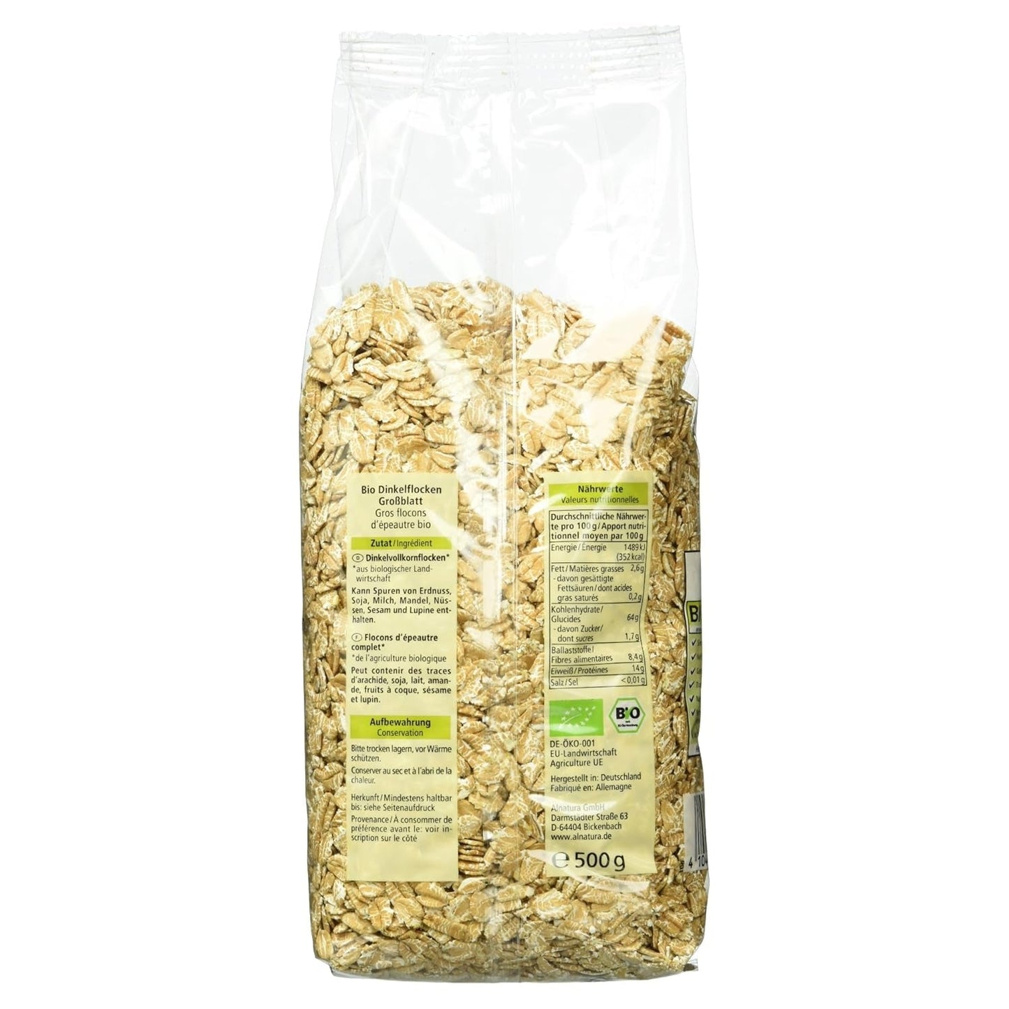 Bio Dinkelflocken Großblatt, 500G Cereales Naty Shop