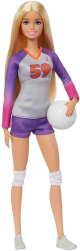 Barbie Made to Move - Muñeca Jugadora de Voleibol con Camiseta y Pelota - 22 Articulaciones para Juego Realista, Incluye Voleibol y Equipo Deportivo, HKT72