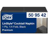 Tork Linstyle 509542 Servilletas de cóctel negras, pliegue 1/4, 1 capa, 23,8 x 23,8 cm, 1 x 100 servilletas