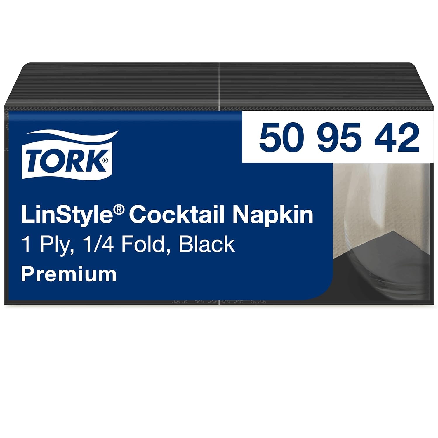 Tork Linstyle 509542 Servilletas de cóctel negras, pliegue 1/4, 1 capa, 23,8 x 23,8 cm, 1 x 100 servilletas