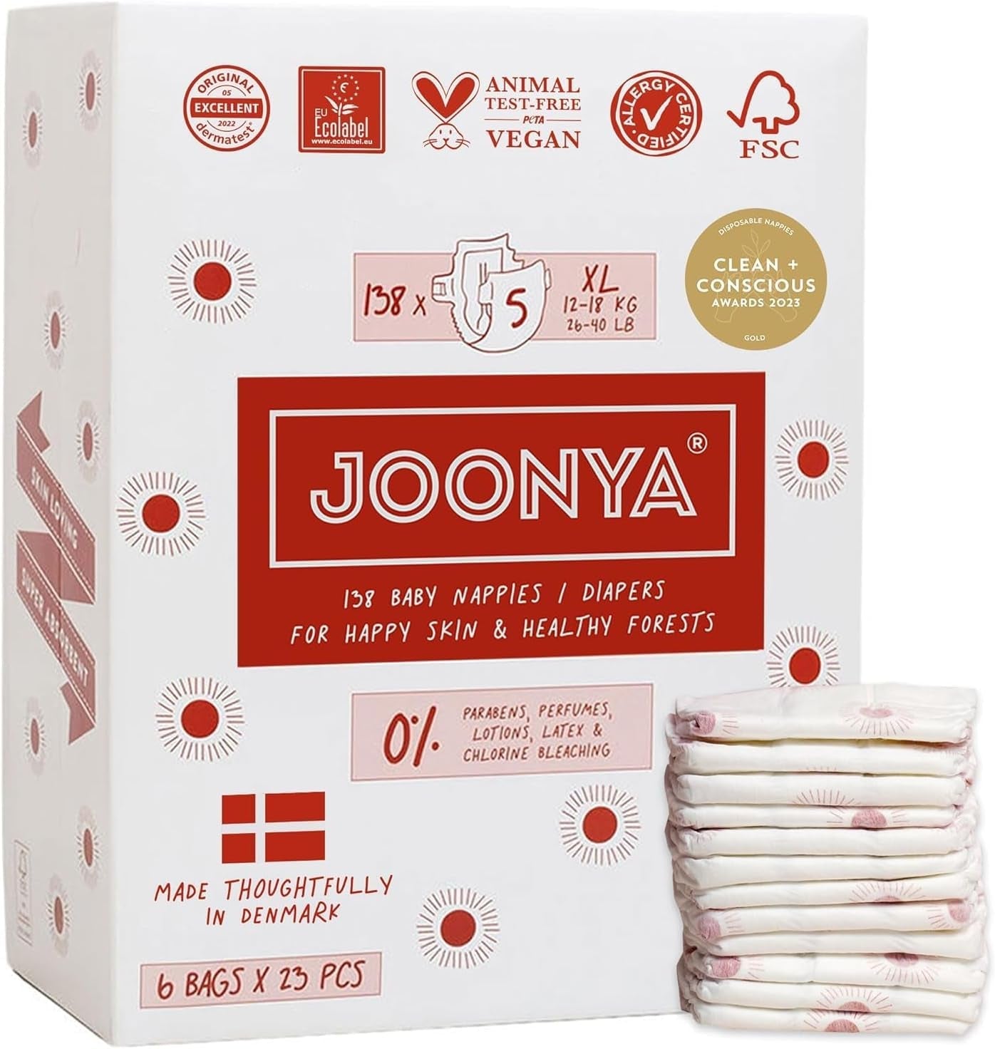 Pañales para bebé, talla 3M (4-8 kg) - 1 bolsa de 28 - Sin sustancias nocivas, ecológicos, muy absorbentes, aptos para uso nocturno, ultrafinos y suaves - Fabricado en Dinamarca