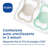 Chupete MAM Air Night 6-16 meses (paquete de 2) Chupete MAM 6-16 meses, brilla en la oscuridad para pieles sensibles, accesorio para bebé, paquete de 2 con tetina de silicona y soporte para chupete, neutro/verde