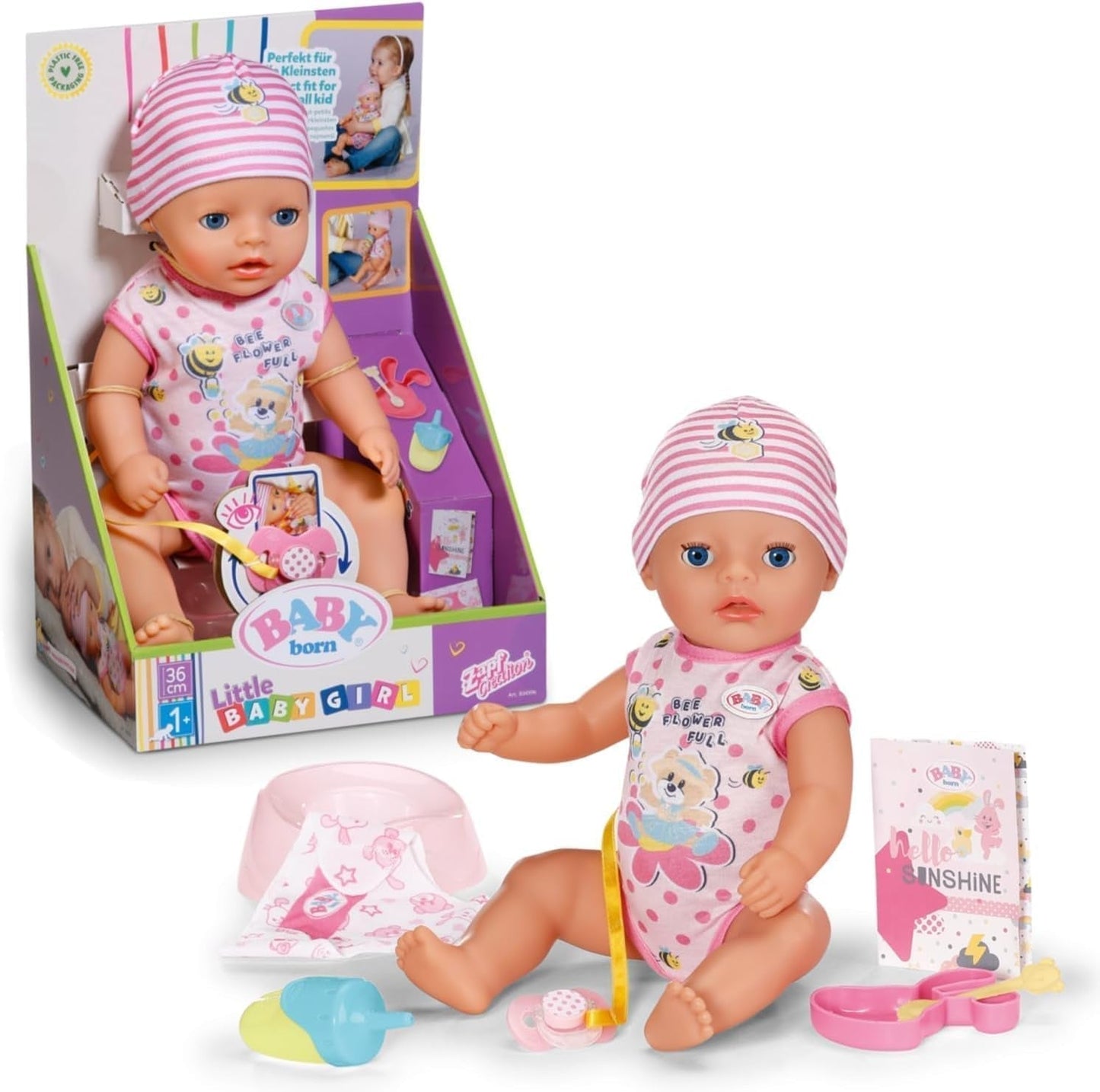 BABY Born Lena (niña) 36 cm, Muñeca 7 funciones para niños a partir de 1 año, funcionamiento sin pilas, muñeca grande 36 cm, 834596 Zapf Creation, rosa Naty Shop Muñecas Título predeterminado