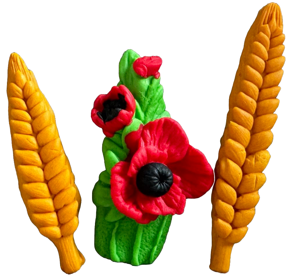 Set de 3 decoraciones comestibles en pasta de azúcar, Verano, trigo y amapolas Decoraciones en pasta de azúcar Naty Shop