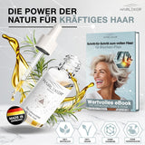Hairlexier Remedio para el crecimiento del cabello para mujeres - Aceite capilar de romero, aceite capilar de ricino, aceite de lavanda, suero capilar natural contra la caída difusa del cabello, favorece el crecimiento del cabello, vegano y orgánico + Libro de trabajo Cuidado del cabello Naty Shop
