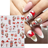 JMEOWIO 3D Nagelsticker Weihnachten Nail Art Sticker Selbstklebend Nagelaufkleber 5D Stereoskopisch Schneeflocke Christmas Winterurlaub Niedlich Dekoration Nageldesign Zubehör 4 Blatt