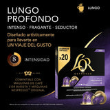 L'OR Espresso Koffiecups Lungo Profondo (200 cápsulas de Lungo Koffie, Gesicht voor Nespresso* Koffiemachines, Intensidad 08/12, 100% Arábica Koffie, UTZ Gecertificeerd), 10 x 20 tazas