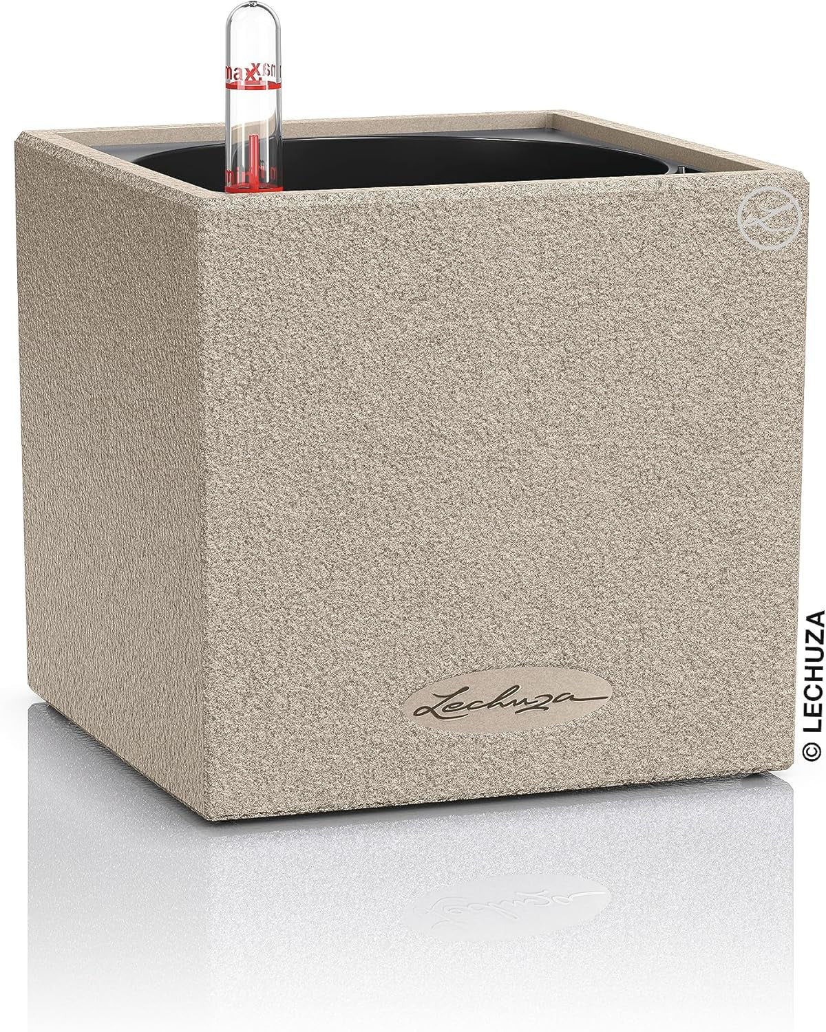 Cubo de hierbas de alta calidad LECHUZA CANTO Stone 14 con sistema de riego por varilla, gris piedra