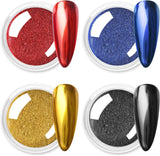 Chrom Nagel Pulver 4 Farben Irisierendes Aurora Pulver Metallic Spiegel Effekt Pigment Pearlescent Meerjungfrau Glitter Einhorn Glitter para esmalte de uñas en gel Decoración-Purpurgrüner Jadeit