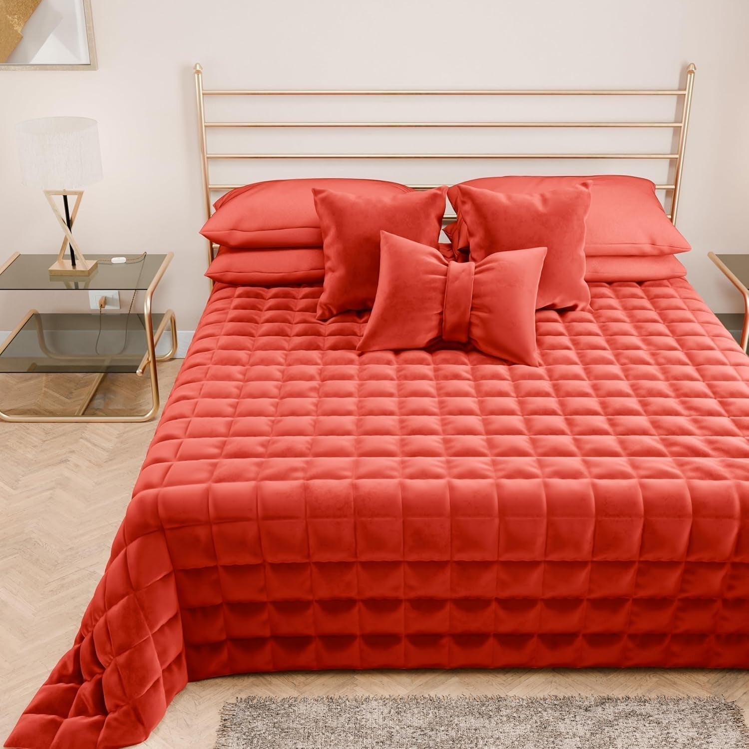 PETTI Artigiani Italiani - Edredón cama individual, edredón doble cara, edredón primaveral, azul medianoche, blanco, 100% Made in Italy Edredones y edredones Naty Shop Rojo 160 X 190 Cm
