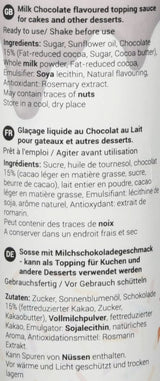 Salsa con sabor a chocolate con leche, 150 gramos Glaseado y Decoración Naty Shop