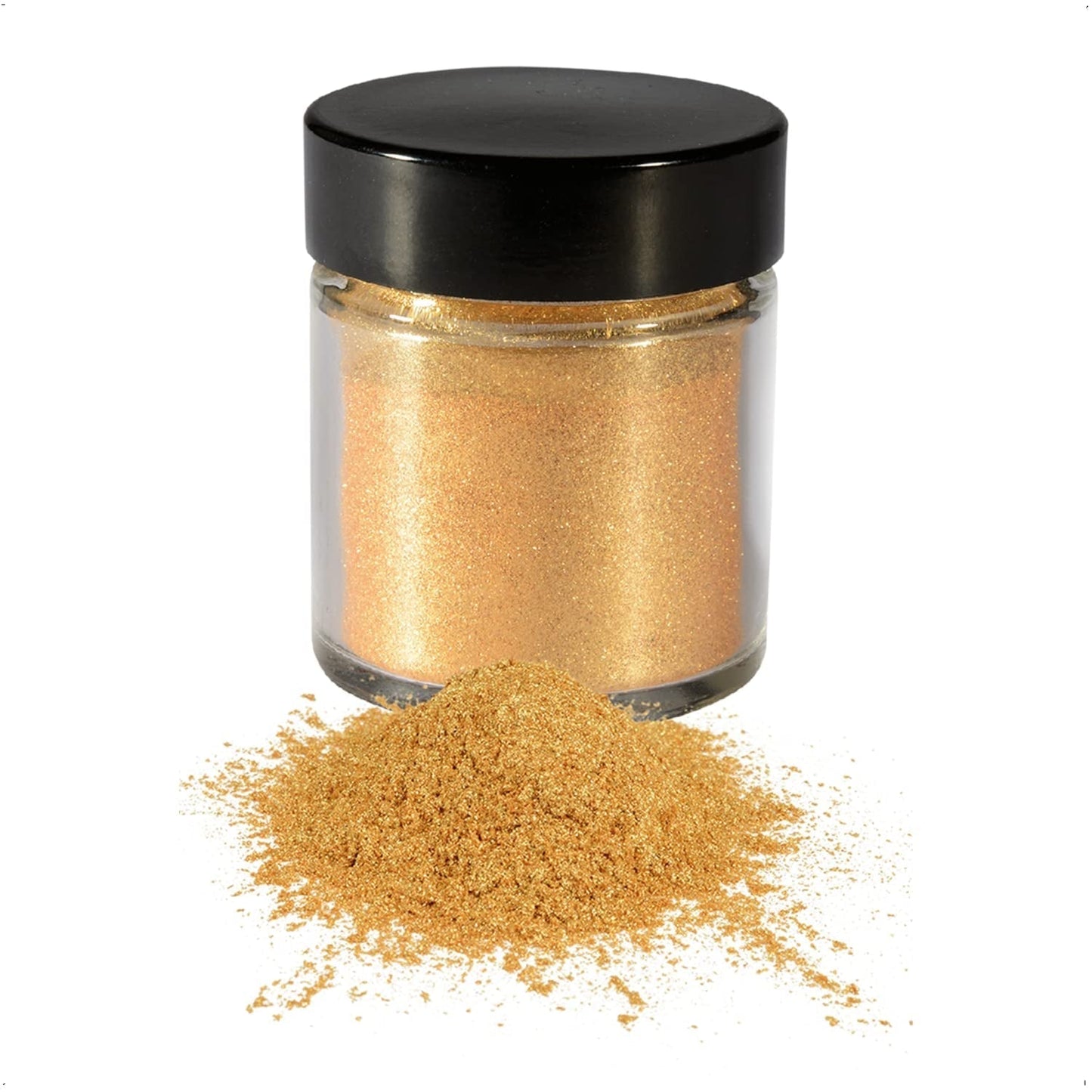 Günthart Backdecor Gold Powder - Purpurina comestible, colorante alimentario en polvo, purpurina para bebidas - Purpurina pequeña con polvo dorado para amantes de la repostería, 1 paquete (1 x 7 g)