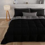 PETTI Artigiani Italiani - Edredón de invierno para cama de matrimonio, maxi, monocromático, doble cara, blanco, gris, 100% Made in Italy Edredones y edredones Naty Shop Black Matrimoniale Maxi