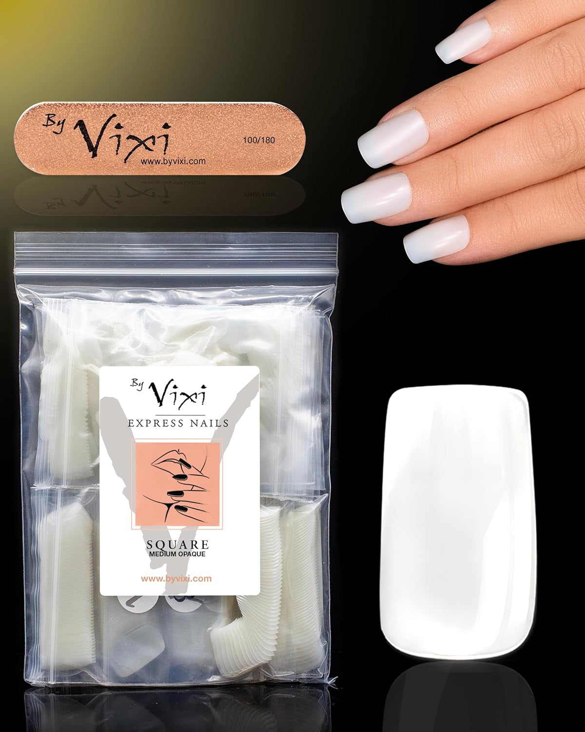 Vixi 600 extensiones de uñas cortas ovaladas con lima de preparación, 10 tamaños, cobertura total, opacas. Para profesionales y uso doméstico.