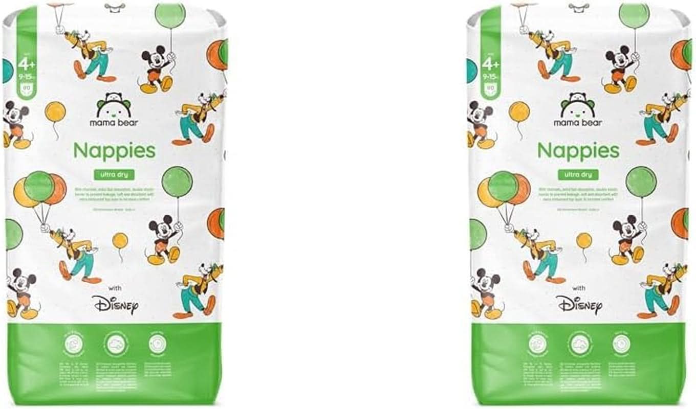 Pañales Mama Bear Disney Ultra Dry talla 4 (8-14 kg), blanco, 84 piezas (1 paquete)